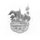 Mid-eval wood carving styled tattoo depicting the scenes of florence italy under attack within a tatto sleve tattoo design idea