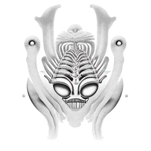 alien palm tree abstract tattoo design idea