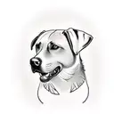 A black labrador with a red collar as the focal point  tattoo design idea