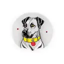 A black labrador with a red collar as the focal point  tattoo design idea