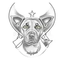 A black labrador with a red collar as the focal point  tattoo design idea