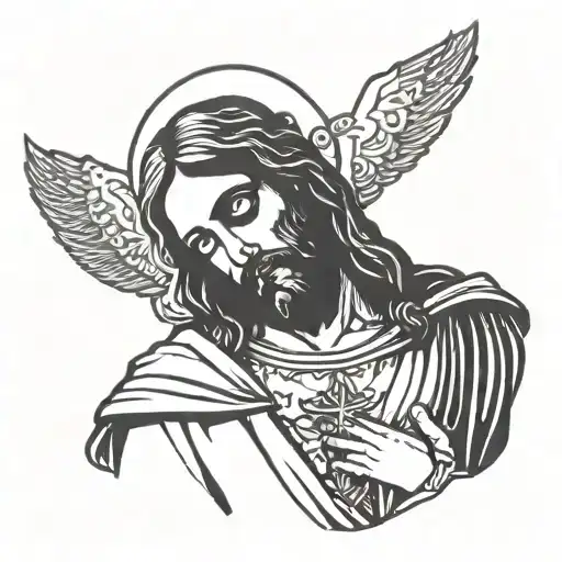 jesus praying tattoo design idea