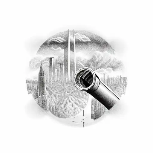 A pipe layer working amidst a city skyline tattoo design idea