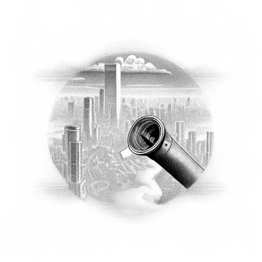 A pipe layer working amidst a city skyline tattoo design idea