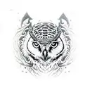 An owl and leopard intertwined in a mountain bike chain tattoo design idea