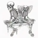 skeleton lovers holding hands tattoo design idea