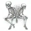 skeleton lovers holding hands tattoo design idea