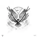 Verreaux's eagle with iron sword war wings tattoo design idea