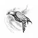 Verreaux's eagle with iron sword war wings tattoo design idea