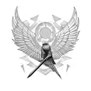 Verreaux's eagle with iron sword war wings tattoo design idea