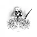 headstone with grim reaper tattoo design idea