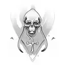 headstone with grim reaper tattoo design idea