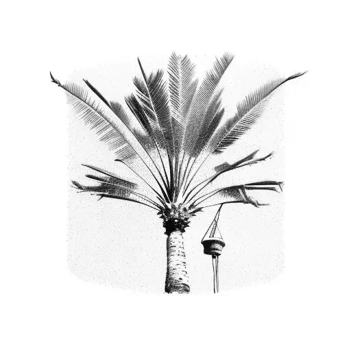 palm tree with latitude longitude  tattoo design idea