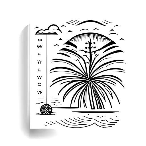 palm tree with latitude longitude  tattoo design idea