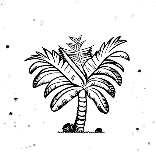 palm tree with October 14, 2023 on it tattoo design idea