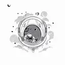 An astronaut floating in space with the moon as a focal point tattoo design idea