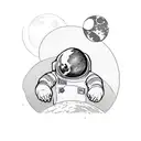 An astronaut floating in space with the moon as a focal point tattoo design idea