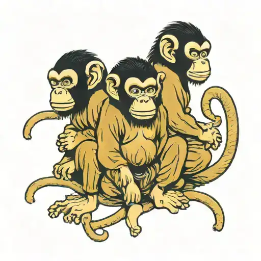 three wise monkey  tattoo design idea