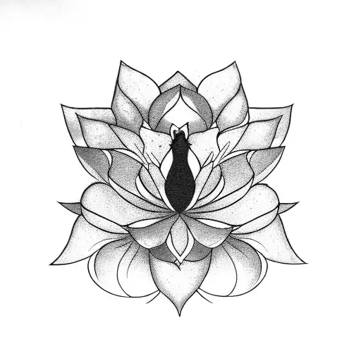 a flock of Birds emerging from a lotus flower, combined with the SA Survivior Tattoo tattoo design idea