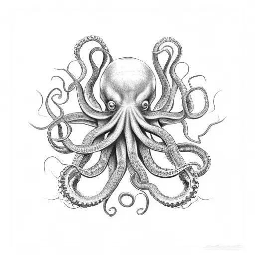 octopus with lots of tentacles, call of Cthulhu. tattoo design idea