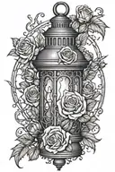 Halloween lantern with roses tattoo design idea