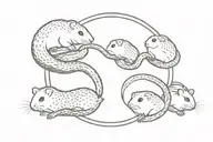 1 snake in a circle with 4 Guinea pigs  tattoo design idea