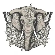 elephant head but ears are butterfly wings tattoo design idea