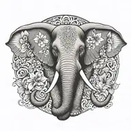 elephant head but ears are butterfly wings tattoo design idea