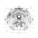 Astronaut doing yoga in space tattoo design idea