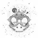 Astronaut doing yoga in space tattoo design idea