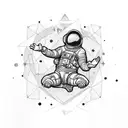 Astronaut doing yoga in space tattoo design idea