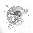 Astronaut doing yoga in space tattoo design idea