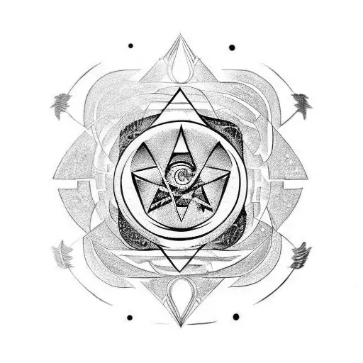 Geometric "Alchemy Symbol Life, Alchemy Symbol..." Tattoo Idea - BlackInk AI