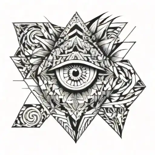 human eye with number 9 and lion tattoo design idea