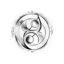 A yin-yang symbol made up of musical instruments and philosophical symbols, showcasing the interconnectedness of music and philosophy. tattoo design idea