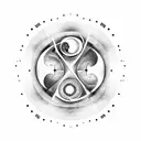 A yin-yang symbol made up of musical instruments and philosophical symbols, showcasing the interconnectedness of music and philosophy. tattoo design idea