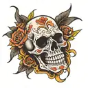 happy skull tattoo design idea