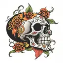 happy skull tattoo design idea