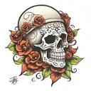 happy skull tattoo design idea