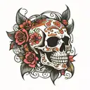 happy skull tattoo design idea