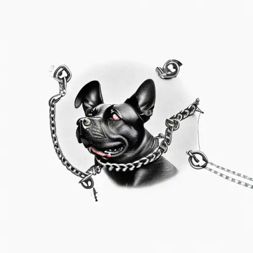 noose, chain, black dog , depression, death, weighed down tattoo design idea