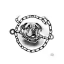 noose, chain, black dog , depression, death, weighed down tattoo design idea
