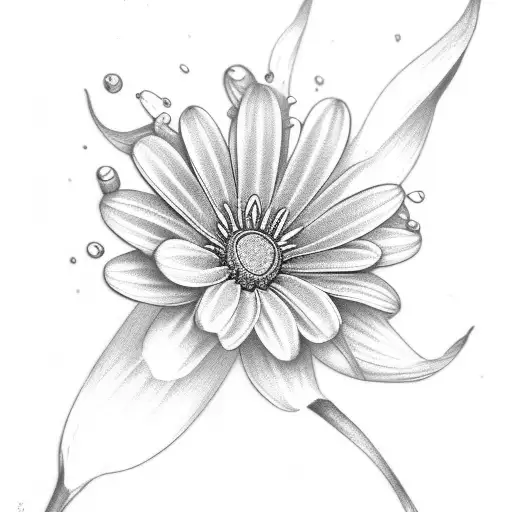 daisy lily of the valley tattoo design idea