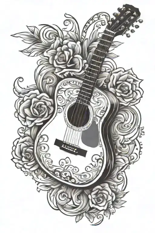 acoustic guitar tattoo design idea