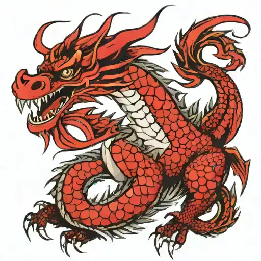 dragon red tattoo design idea