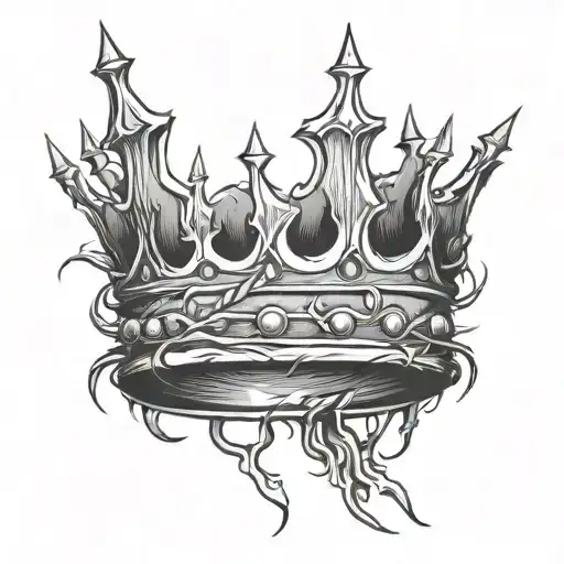 a single kings crown in the shape of thorns   tattoo design idea