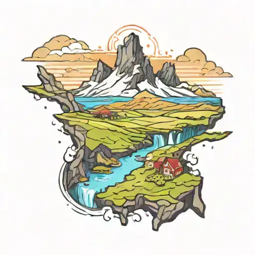 Iceland landscape tattoo design idea