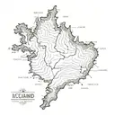 Iceland  topography map tattoo design idea