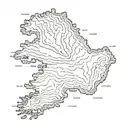 Iceland  topography map tattoo design idea