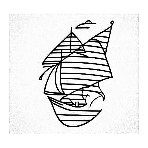 nautical line drawn sleeve tattoo design idea